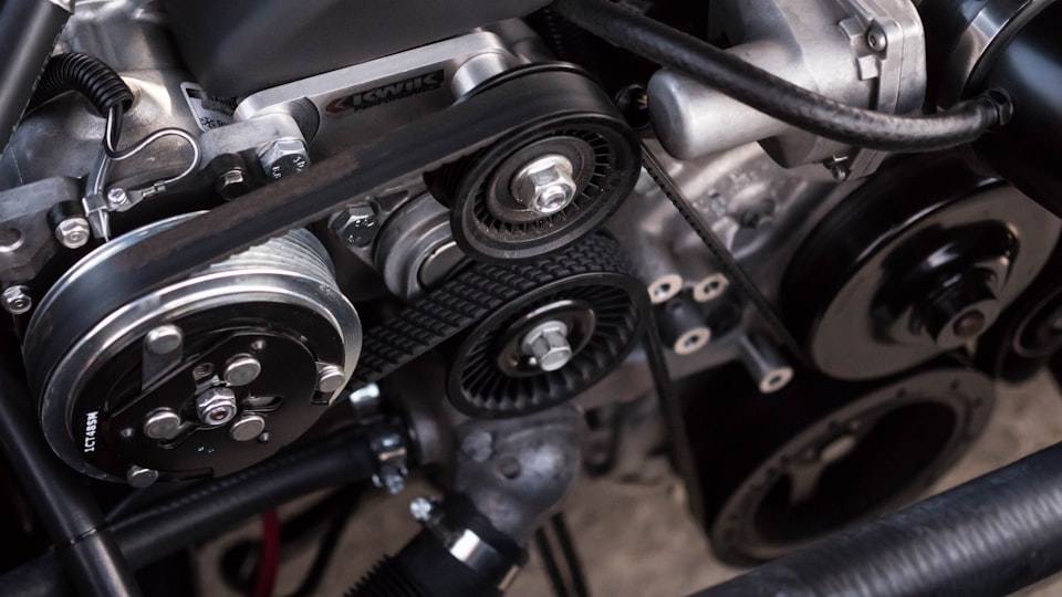 High-performance turbocharged engine bay with custom intake and exhaust